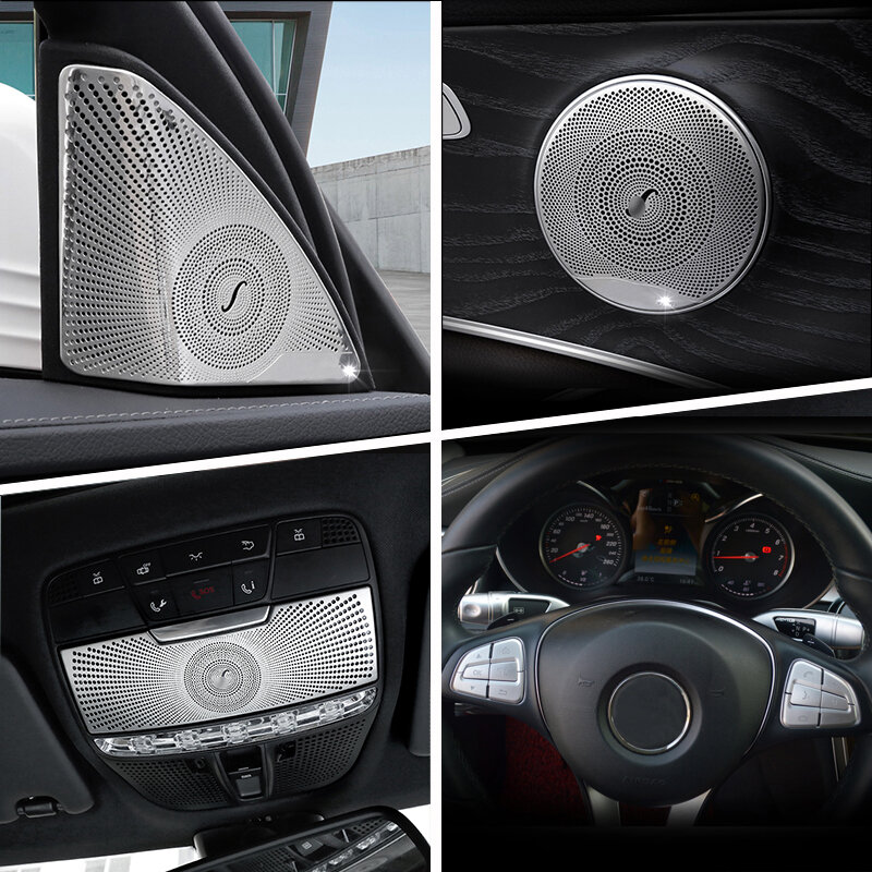 Car Inner Door Audio Speaker Gearshift Panel Door Armrest Cover Trim Sticker for Mercedes Benz C Class W205 GLC X205 Accessories