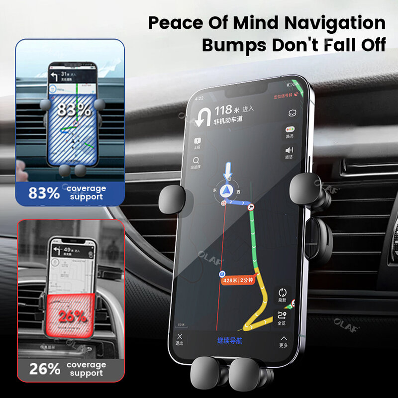 Olaf Gravity Car Phone Holder Air Vent Mount Smartphone GPS Mount Supports For iPhone 13 Xiaomi Samsung Huawei Cell Car Holder