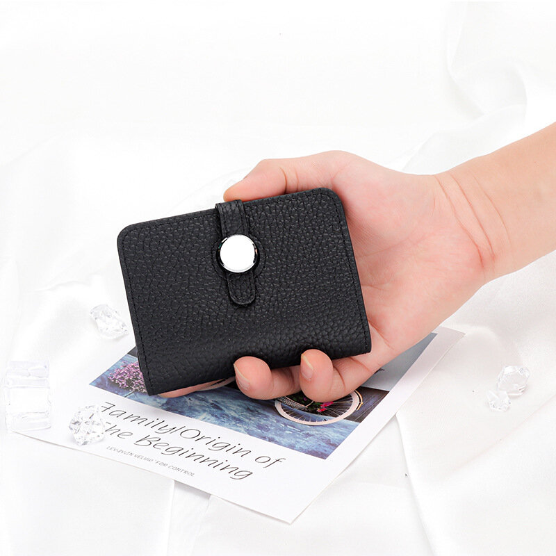 Porte-cartes de luxe en cuir véritable, compact, pour femmes, nouveau