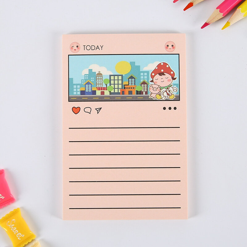 Korea Einfache Kreativität Nette Cartoon Nachricht Memo Pad Student Farbe Notebook Gästebuch Büro Tag Schreibwaren Planer Sticky Note