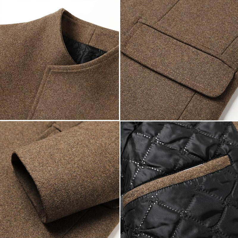 Holyrising-abrigo de lana para hombre, rompevientos de un solo pecho, chaqueta Formal de negocios, exterior, invierno, NZ097