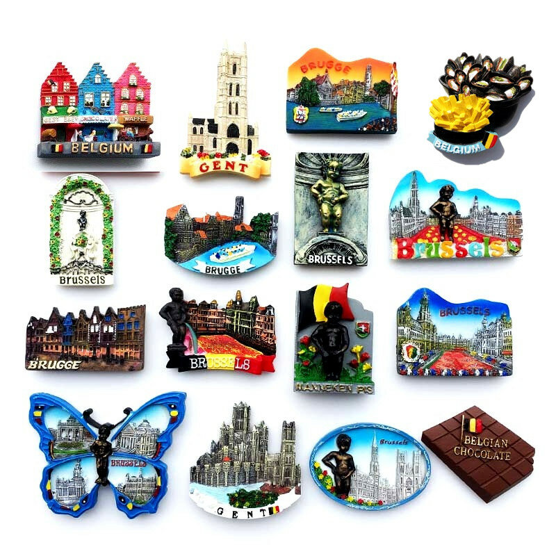 Imanes magnéticos de Brussels para decoración de refrigerador, artesanía conmemorativa de viaje de Bélgica, imán de nevera de resina, recuerdo Manneken Pis