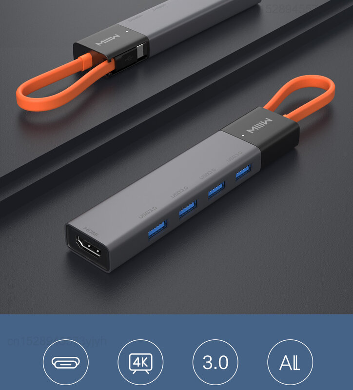 Xiaomi Youpin แบบพกพา5 In 1 Hub Docking Station Adapter Type-C 4K HDMI HD USB อะแดปเตอร์ MWCMA02