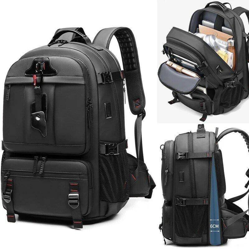 확장 가능한 남성용 17.5 인치 노트북 백팩, USB 방수 노트북 책가방, 스포츠, 여행, 학교 가방, 남성용 배낭