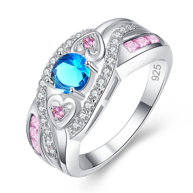 Neue kommen Multicolor & blau CZ Farbe Ring für frauen geschenk schmuck größe 6 7 8 9 10 11 12 13
