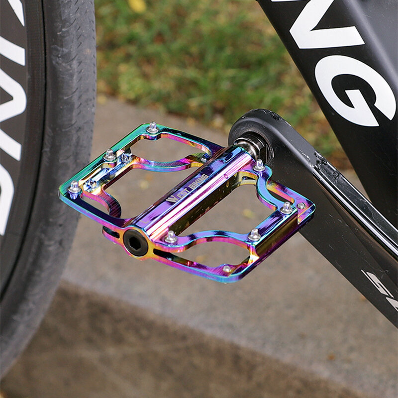 West biking 3 rolamento colorido pedais de bicicleta mtb bicicleta de estrada de alumínio largo apoio para os pés anti-deslizamento bmx pedais ciclismo acessórios