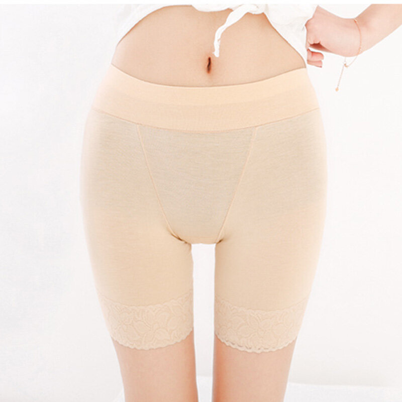 Plus Size Safety Short Pants For Women Summer Sexy Lace Anti Chafing Underskirt Boyshort Panties Female High Waist Safety Shorts