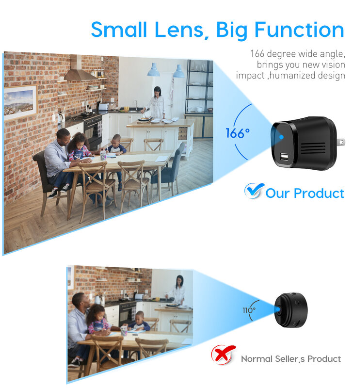 Mini caméra de Surveillance IP Wifi HD 4K, dispositif de sécurité domestique, avec prise et adaptateur secteur, Vision nocturne, détection de mouvement