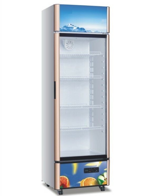 Supermarket Commercial Vertical Glass Door Drinks Beverage Display Freezer