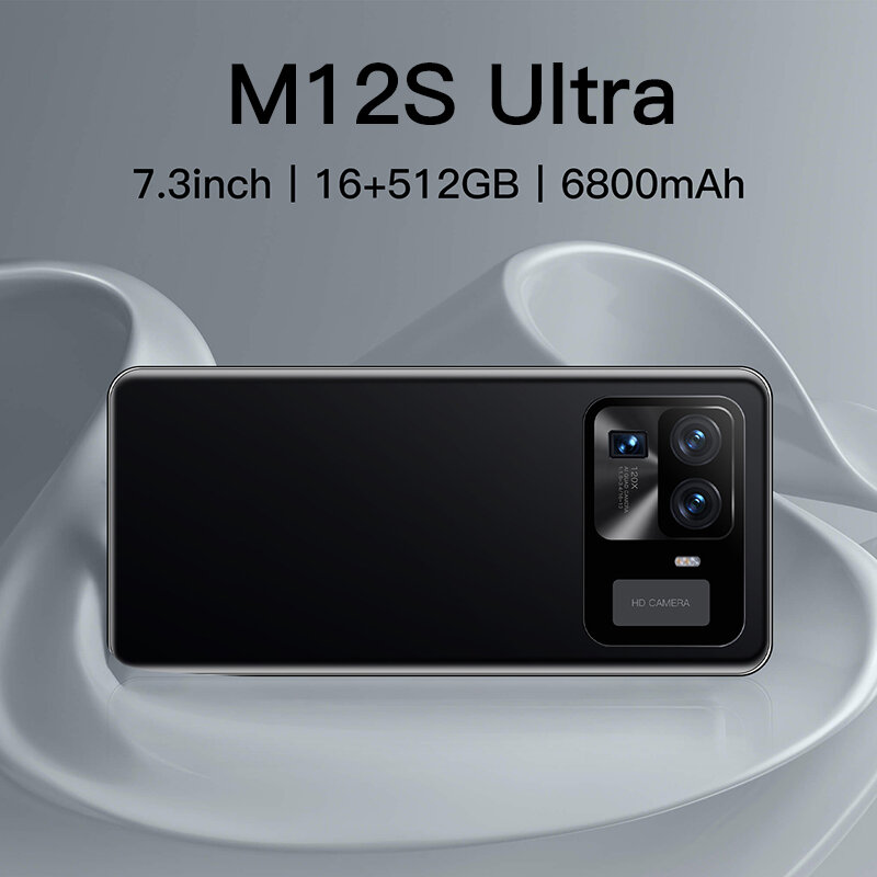 2022 원래 M12S 울트라 글로벌 버전 7.3 인치 Smartphone 16 + 1 테라바이트 핸드폰 48MP 핸드폰 5G 네트워크 풀린다 celulares