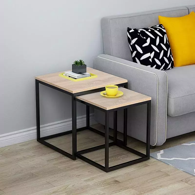 Mesa cuadrada de madera nórdica, mesita de centro moderna extraíble, sofá lateral, muebles de sala de estar, mesa de centro pequeña y grande