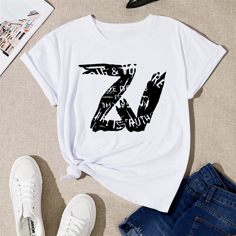 Camisetas con estampado de letras para mujer, camisetas Unisex de manga corta con cuello redondo, camiseta blanca con estampado informal, ropa de marca de verano