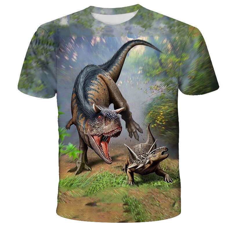 Camiseta de manga corta para niños de 3 a 14 años, playera de dibujos animados de dinosaurios del Mundo Jurásico, ropa para niños y niñas