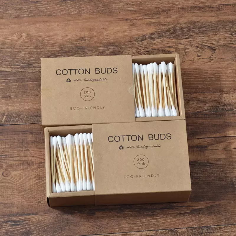 200pcs/Box Bamboo Double Head Cotton Swab Nose Ears Cleaning Health Care Tools Disposable Buds Cotton Soft Women Makeup Cotton