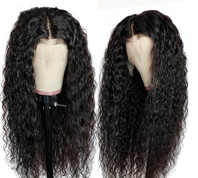 Длинный черный синтетический кудрявый женский парик 26 дюймов с фронтальной сеткой, предварительно выщипанные Детские волосы, плотность 180%,...