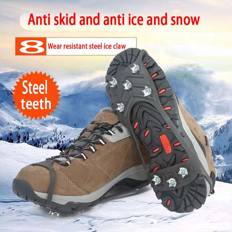 8 Teeth Ice Gripper Spike for Shoes Winter Outdoor Anti-Slip Hiking Mountain Climbing Ice Snow Crampons Anti-slip Shoe Covers