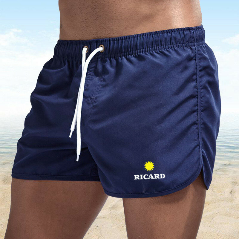 Summer ricard Mens Beach Shorts Bodybuilding Joggers Quick-dry Cool Short Pants Male Beachwear Casual Fitness Sweatpants S-3XL