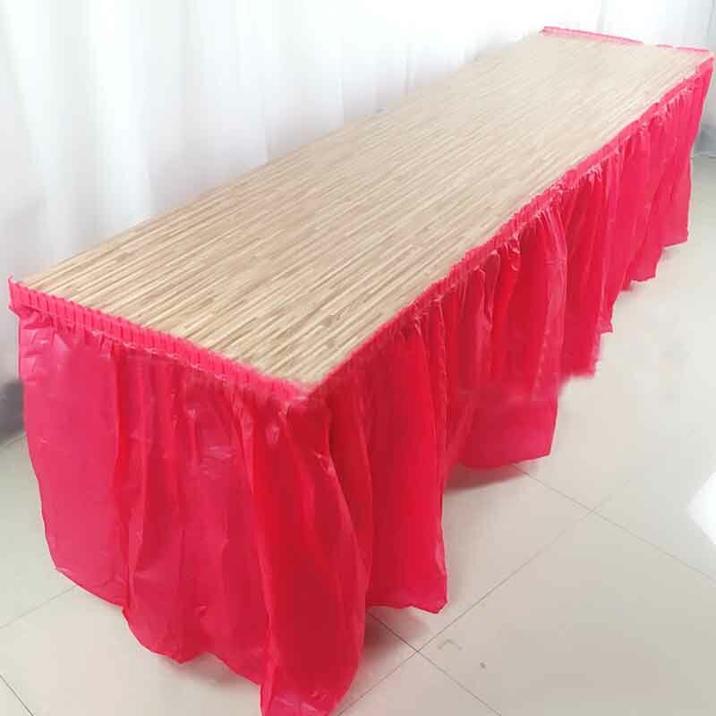 HAZY – jupe de Table PEVA jetable, couverture de Table pour fête d'anniversaire, décoration de Festival, de mariage, 73x420cm