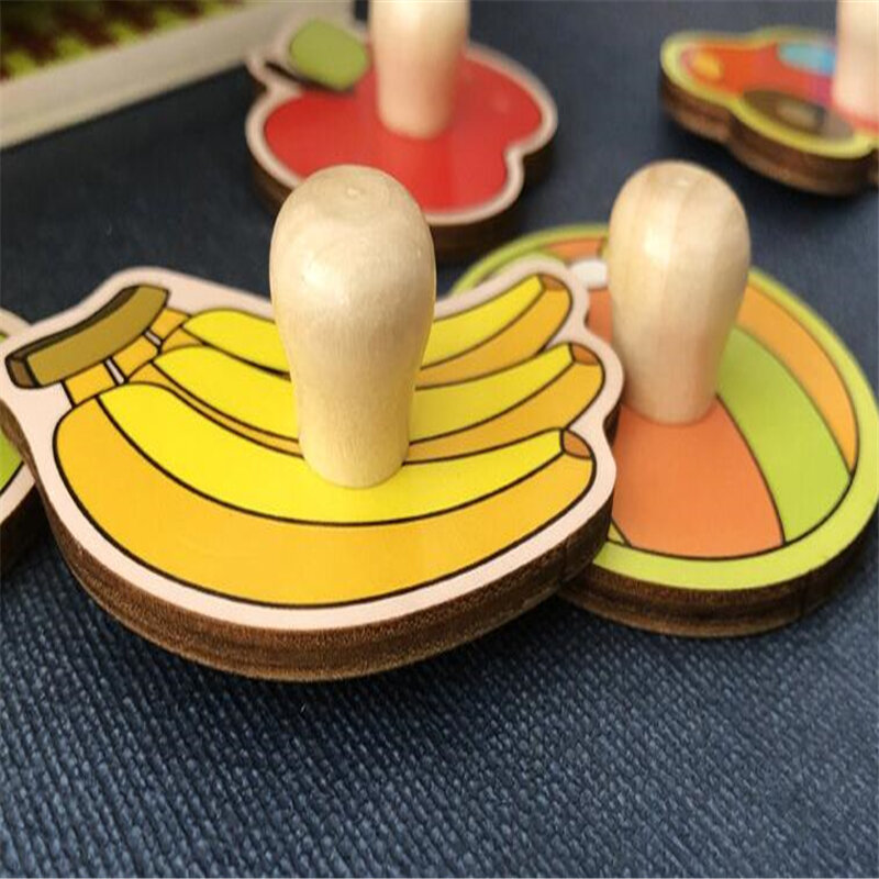 Kids Hand Grab Board Shape Match Toys Puzzle Wooden Children Cartoon Animal Jigsaw Toddler Baby Early Educational Learning Toy