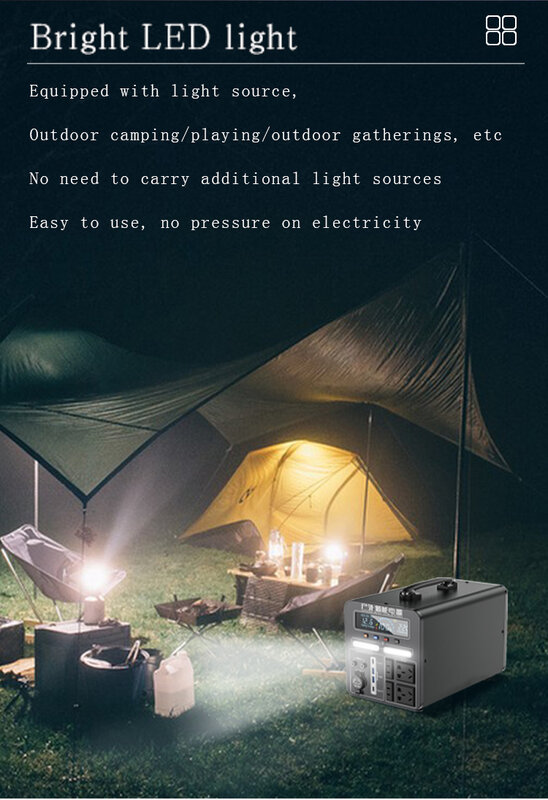 Centrale électrique portable de grande capacité, batterie de secours d'urgence en cas de panne, batterie de camping