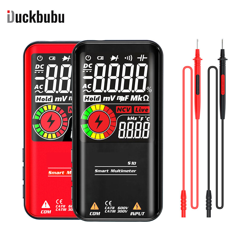 Duckbubu-multímetro Digital EMF S10 Profesional, medidor inteligente de voltaje DC AC, condensador Ohm, diodo NCV Hz, Detector