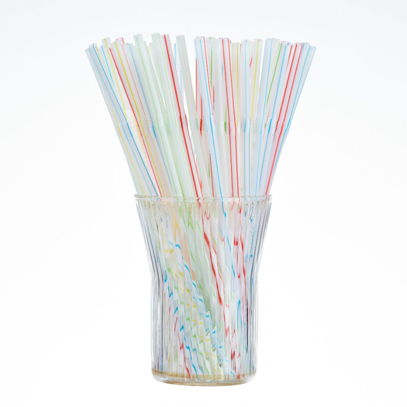 100Pcs 21cm Colorful Disposable Plastic Curved Drinking Straws Wedding Party Bar Drink Accessories Birthday Reusable Straw