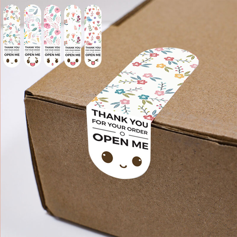 Dank U Voor Uw Bestelling Sticker Voor Gift Verpakking Decoratie Afdichting Labels Tags 100Pcs Open Me Smiley Gezicht Leuke sticker Label