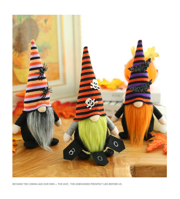 Novo halloween festa de aniversário bonecas decorações para crianças listrado preto aranha morcego rudolf brinquedos sem rosto decorações