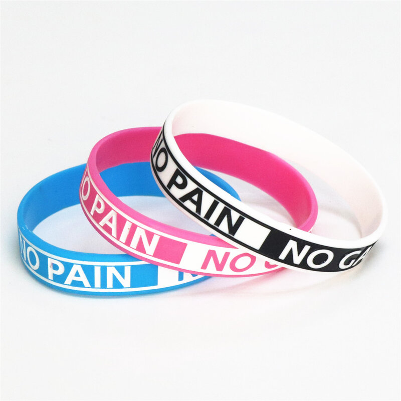4PCS NewFashion Silicone Bracelet Motto NO PAIN NO GAIN Silicone Debossed Wristband Bracelets & Bangles Adult Gift SH082