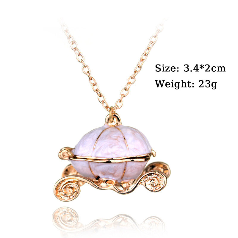 New Pink Pumpkin Carriage Necklace Movie Same Magic Fairy Tale Necklace Women Jewelry Gift Romantic Exquisite Popular Pendant
