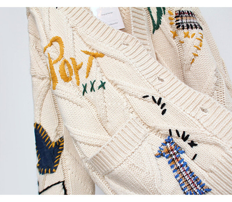 Женский свободный вязаный свитер, Повседневная винтажная куртка-поло в Корейском стиле с длинным рукавом, одежда Y2K на лето, 2022