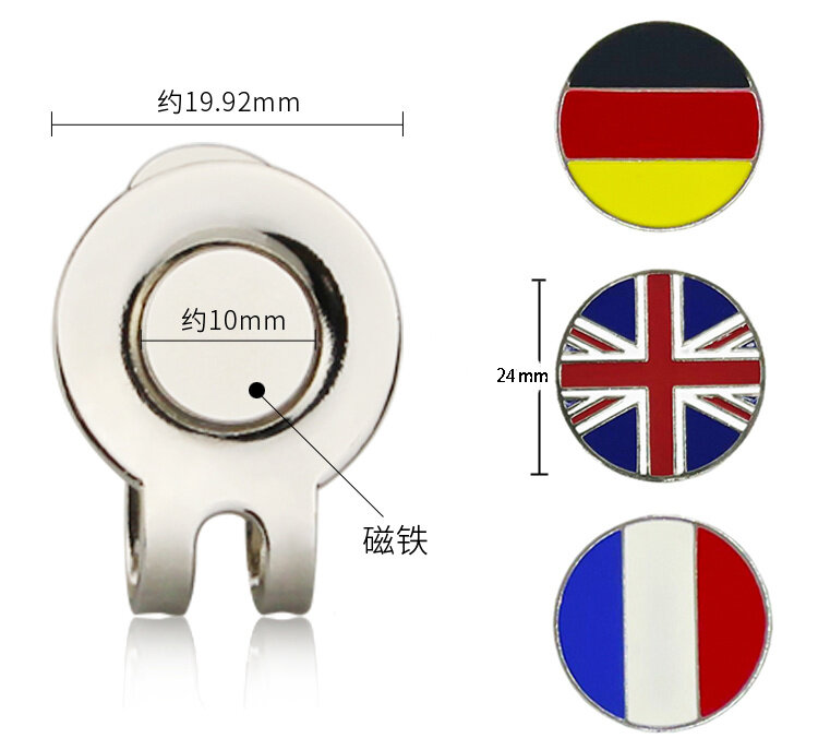 1pc Neue Golf Ball Marker Deutsch Britischen Französisch Kanadischen Nationalen Flagge Hut Clip Verschiedene Muster Weiche Emaille Technik für golfer