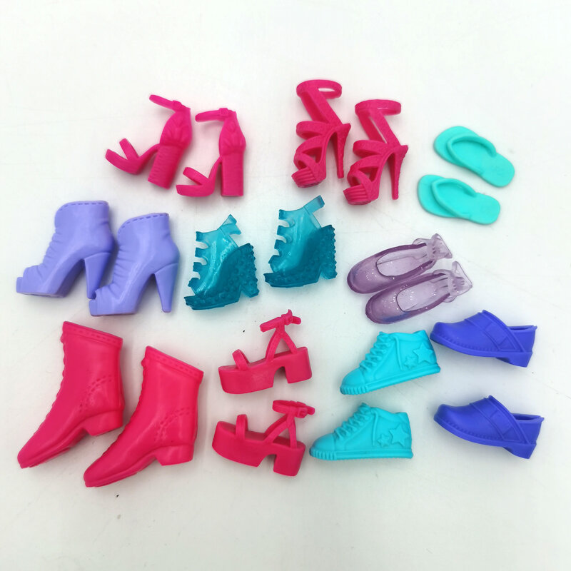 Sandalias de tacón de colores mezclados para muñeca Barbie, zapatos de tacón de 10 unids/set, Envío Gratis