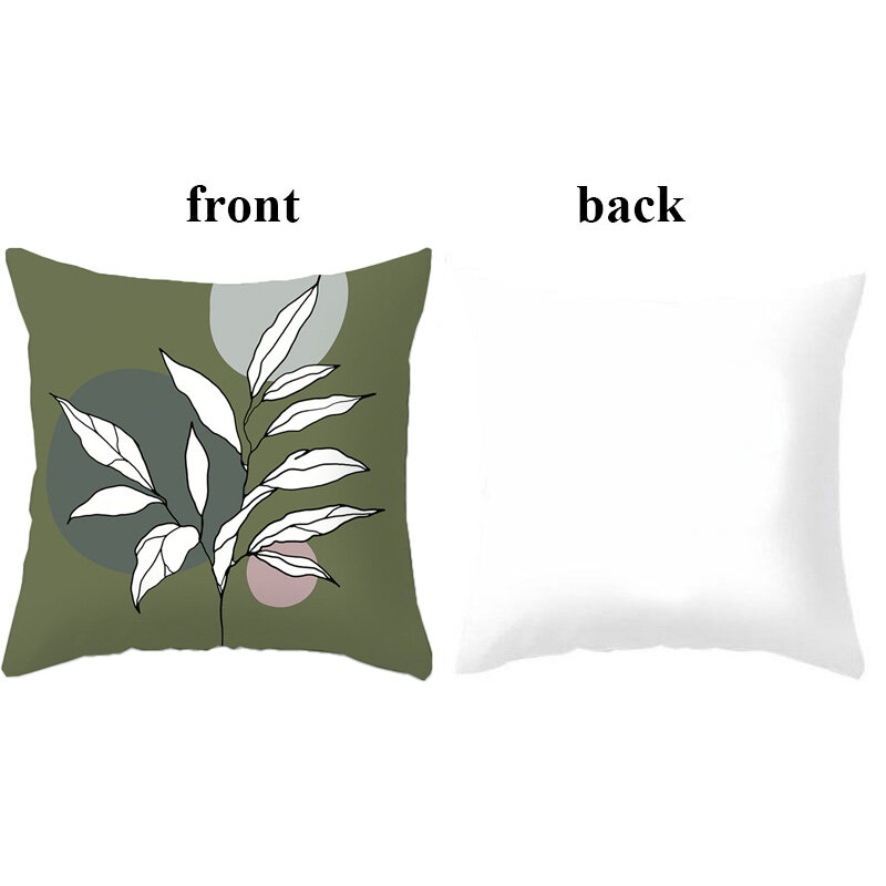 Bohemian Striped Leaf Pillow Case Decorative Waist Pillowcases Throw Pillow Cover Square Home decor Cushion Cover 45x45cm Green