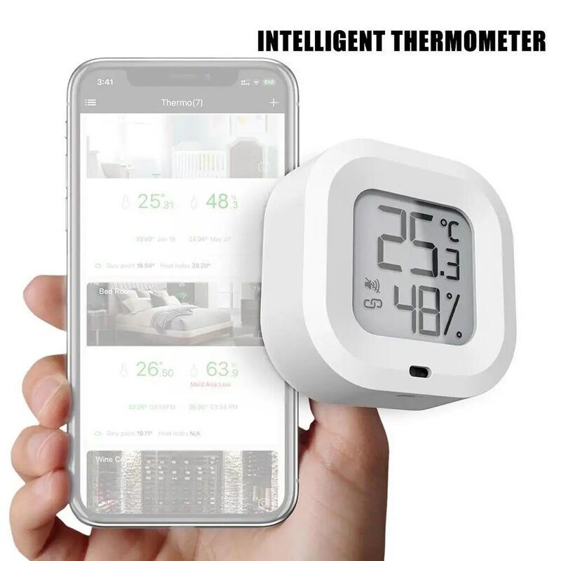 Bluetooth Nirkabel Wifi Suhu Kelembaban Sensor Termometer Hygrometer Asisten Dalam Ruangan Mendukung R P5l6