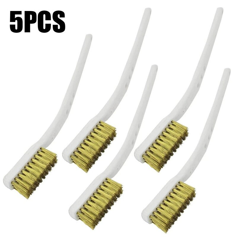 5Pcs 175mm Brass Wire Brush Mini Paint Rust Remover Steel Wire Brushes Industrial Metal Polishing Burring Cleaning Brush