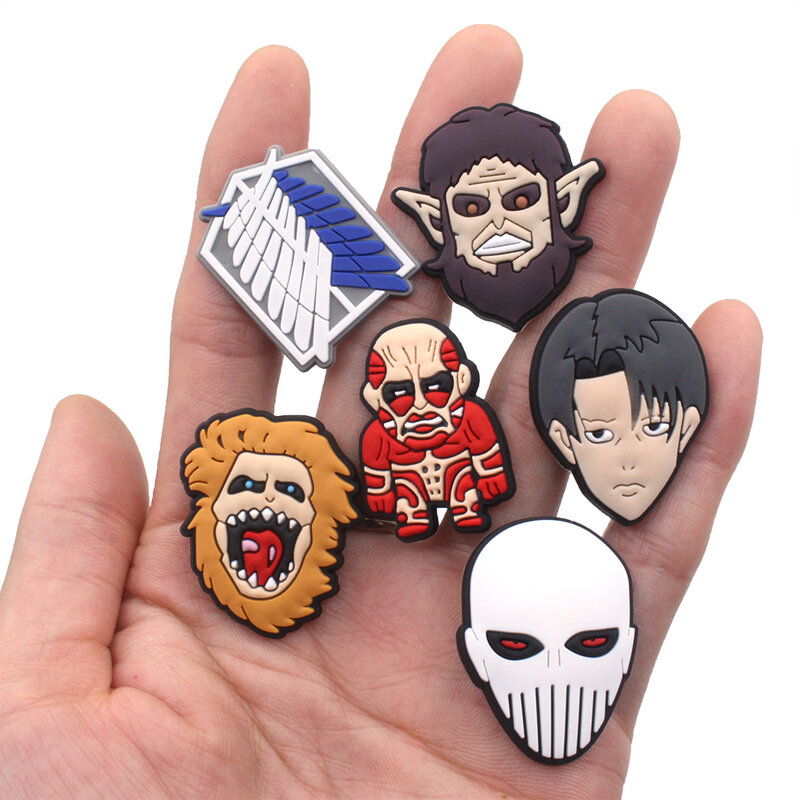 Single Sale 1pcs Jibz for Croc hot Japan Anime Attacking Giant PVC Shoes Charms Cartoon Accessories Adult Shoe Decorations Gifts