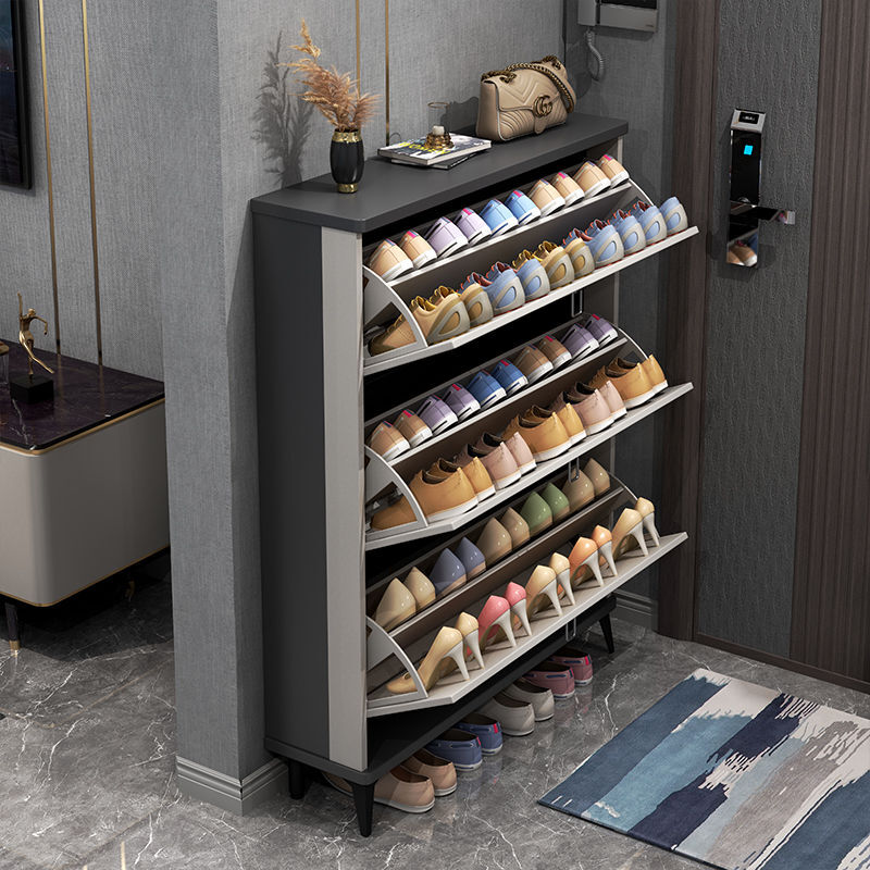 Light Luxury Ultra-thin Tipping Shoe Cabinet Home Entrance Porch Cabinet Large Capacity Space Saving Small Narrow Cabinet