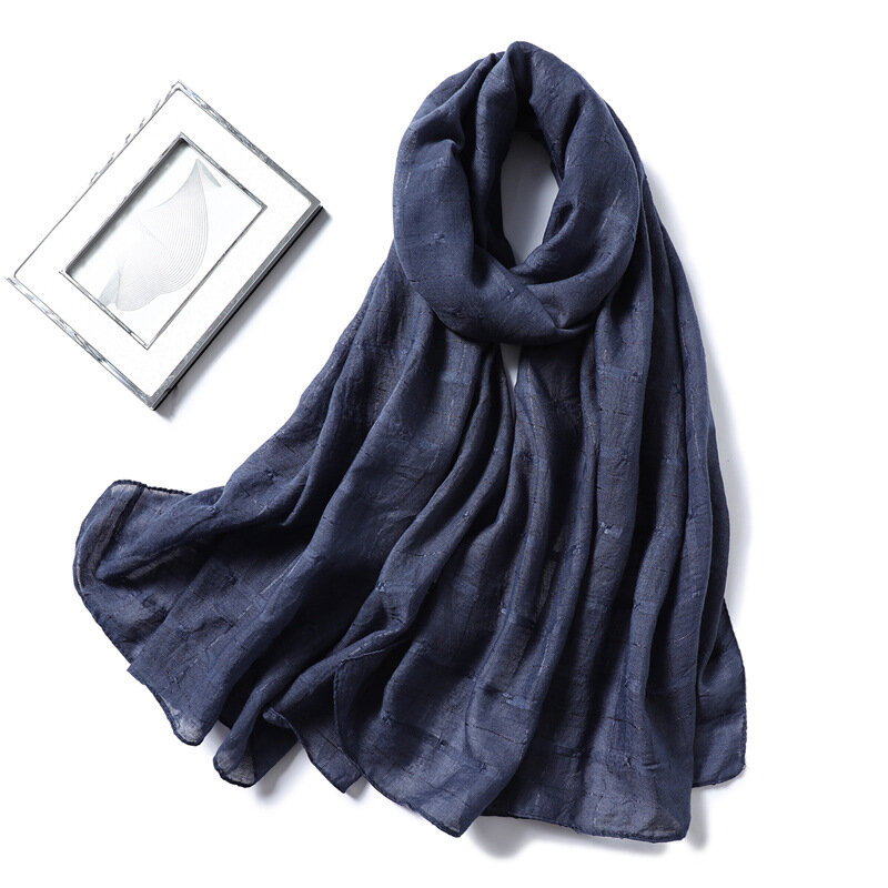 Bufanda de Hijab de algodón para mujer, Foulard liso a cuadros de diseñador, Pashmina musulmana, diadema, moda 2022