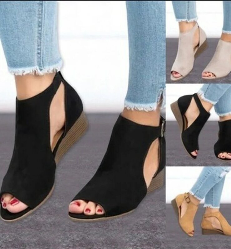 Fashion Women Shoes Peep Toe Sandals Women Wedge Heel Sexy Ladies Shoes Sandals Zapatos De Mujer Zapatos Sandalias Mujer 2022