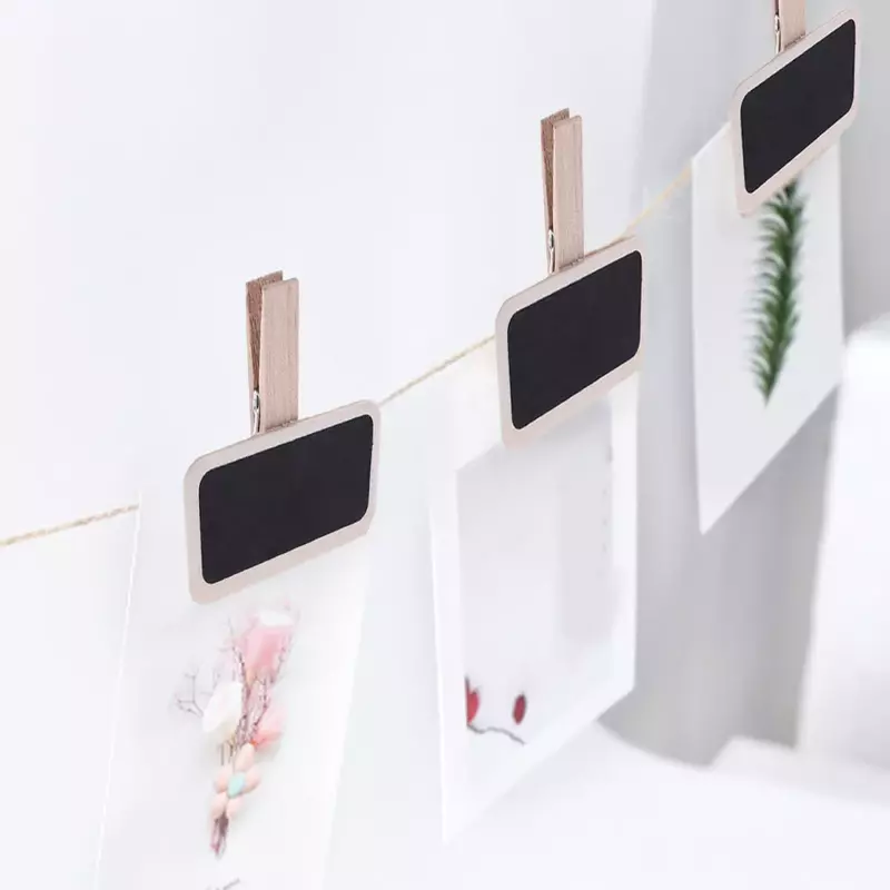 12pcs Signs Mini Chalkboard Message Board Weddings Office With Clip Decoration Wooden Home Reusable Retangle Labels Mini