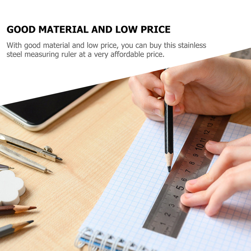 Ruler Steel Metal Inch Straight Machinist 13 Stainless Drawing Office For Small Mm Tools Math Rulers Metric Engineering Rubber