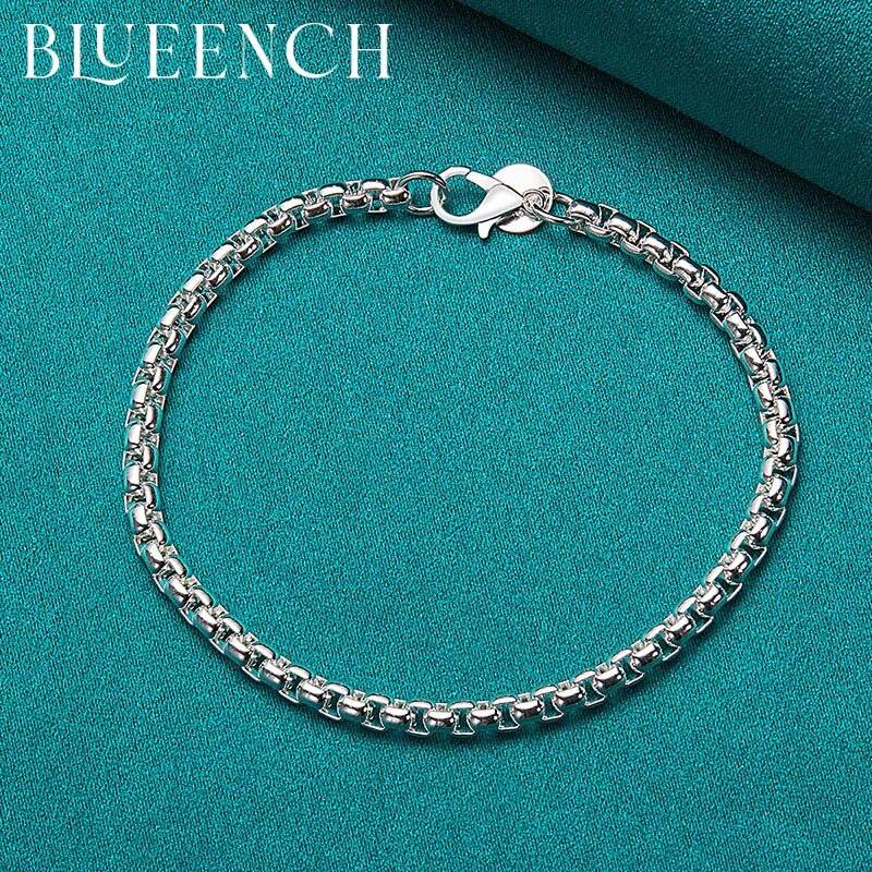 Blueench Gelang Temperament Sederhana Perak Murni 925 Cocok untuk Pria dan Wanita Perhiasan Pasangan Kasual Kepribadian