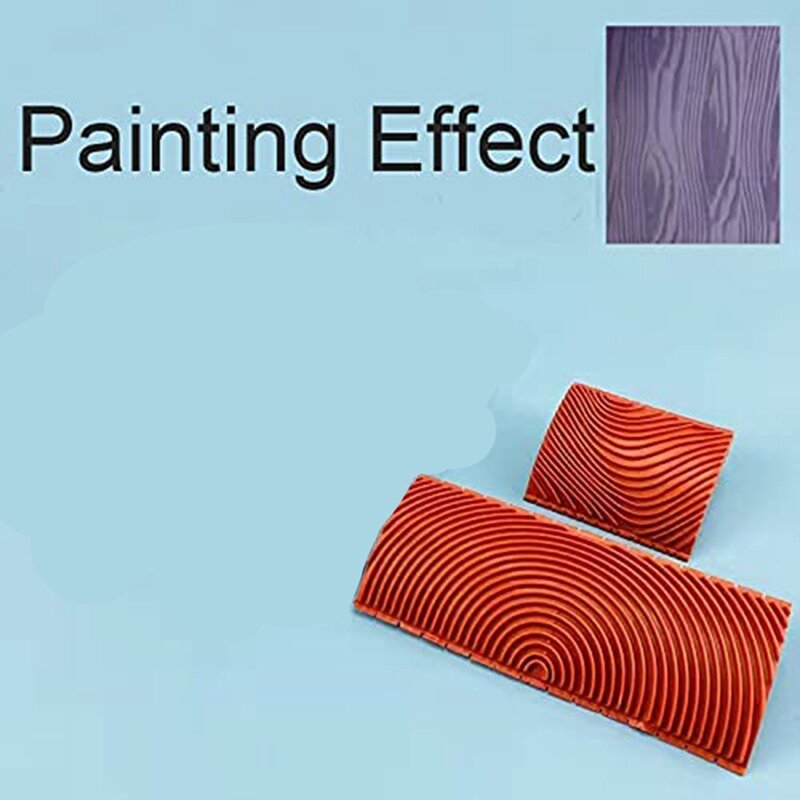 3Pcs Houtnerf Schilderen Tool, Diy Hout Textuur Nerven Tool Met Handvat Rubber Huishouden Muur Art Verf