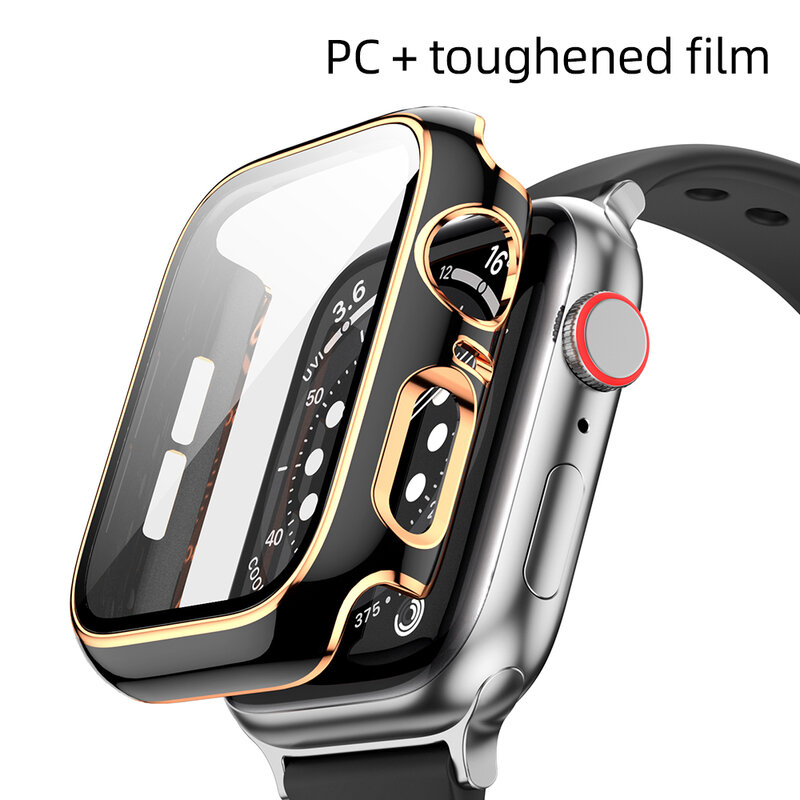 Per Apple Watch Series 6 5 4SE custodia Pc + protezione vetro 38 40MM 42MM 44MM Iwatch placca paraurti accessori protezione schermo