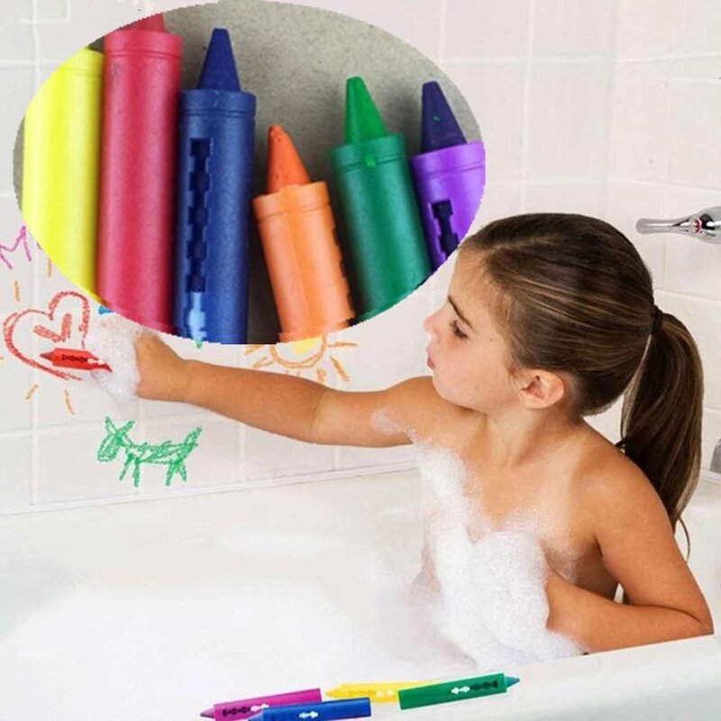 6 pz/set bagno pastello cancellabile Graffiti giocattolo lavabile Doodle penna per bambini bambini fare il bagno creativo giocattolo educativo pastelli