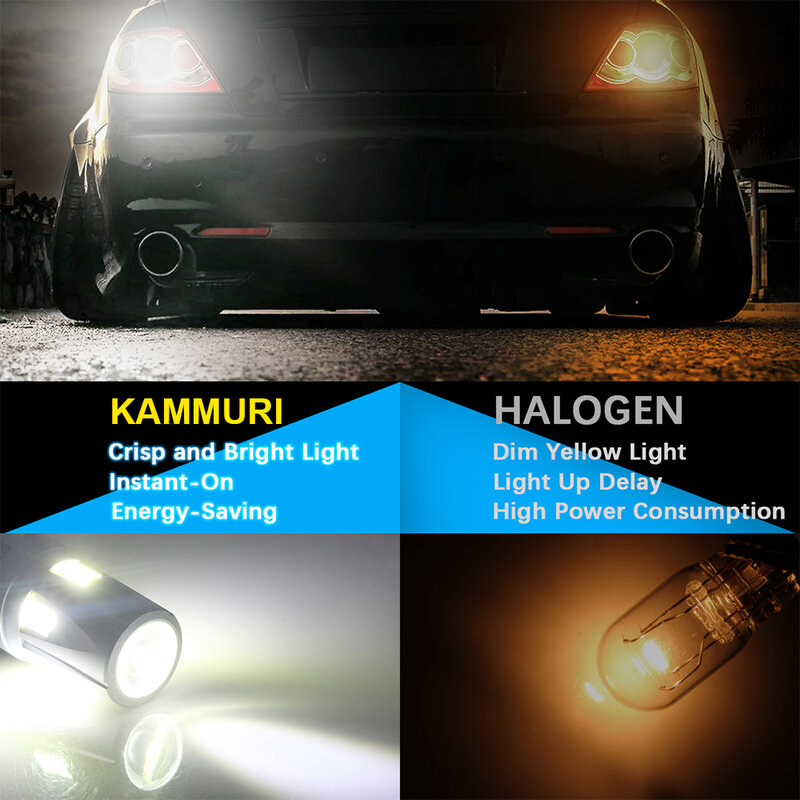 KAMMURI – ampoule LED DRL pour Seat Leon MK3 Alhambra, 6000K, blanche, P21W 1156 BA15S, feux de jour, Canbus, 2 pièces