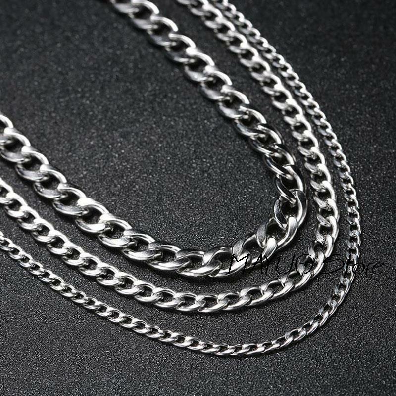 Long Stainless Steel Chain Necklace Hip Hop for Women Men on The Neck Fashion Jewelry Accessories Choker Valentine's Day