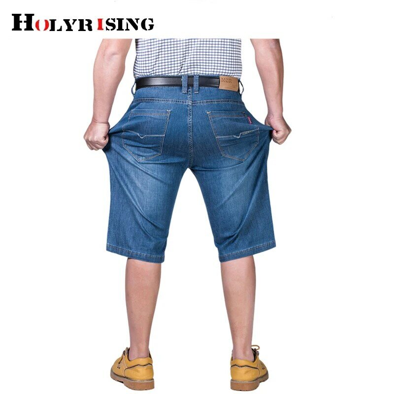 men cowboy shorts cotton thin elastic denim loose male stretched half trousers size 30-52 breathable baggy jeans NZ036
