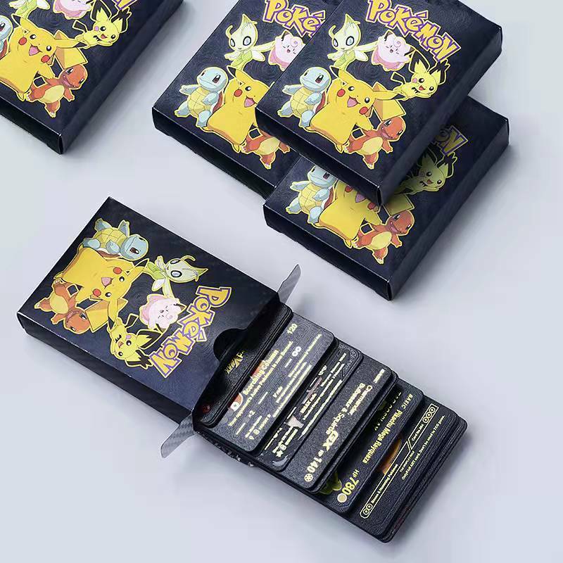 5-55PCS of Pokemon  Gold Cards Foil Golden silver Spanish English  Cards  Letter  Charizard Vmax Gx Series Game Card